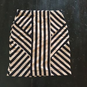 Black and Tan geometric mini skirt